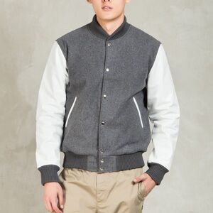 MKI MIYUKI ZOKU GREY/WHITE CLASSIC VARSITY JACKET